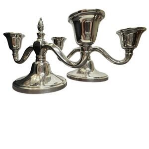 Traditional Style Academy Silver on Copper Three-Arm Candelabra Pair